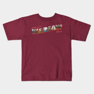 Greetings from Warsaw in Poland Vintage style retro souvenir Kids T-Shirt